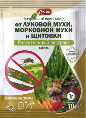 картинка От луковой мухи, морковной мухи и щитовки (экстракт табака) 1г (Ортон) 10/100 магазин Одежда+ являющийся официальным дистрибьютором в России 