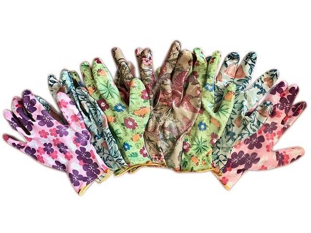 картинка Перчатки нейлон с нитрил.покрытием хоз. цвет. Садовые в асс. 12шт/уп магазин Одежда+ являющийся официальным дистрибьютором в России 