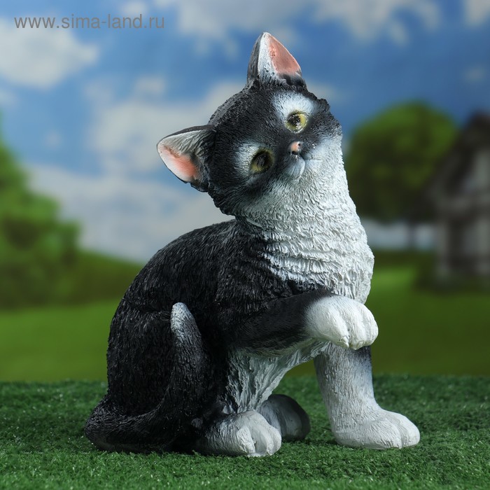 картинка Фигура Котенок игривый (длина 13см, ширина 24см, высота 26см, вес 0,625кг)  магазин Одежда+ являющийся официальным дистрибьютором в России 