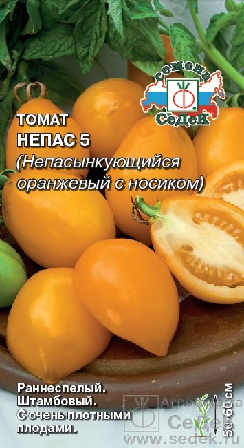 картинка Томат Непас 5 Непасынкующийся Оранжевый с носиком 0,1г ц/п (Седек) магазин Одежда+ являющийся официальным дистрибьютором в России 