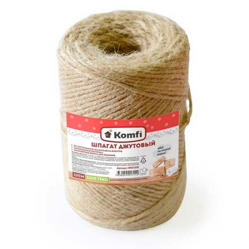 картинка Шпагат джутовый 100м 1200 текс (Komfi) 5/60 магазин Одежда+ являющийся официальным дистрибьютором в России 