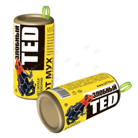 картинка Лента от мух Злобный ТЭД Мухолов (Летто) 10/100 магазин Одежда+ являющийся официальным дистрибьютором в России 