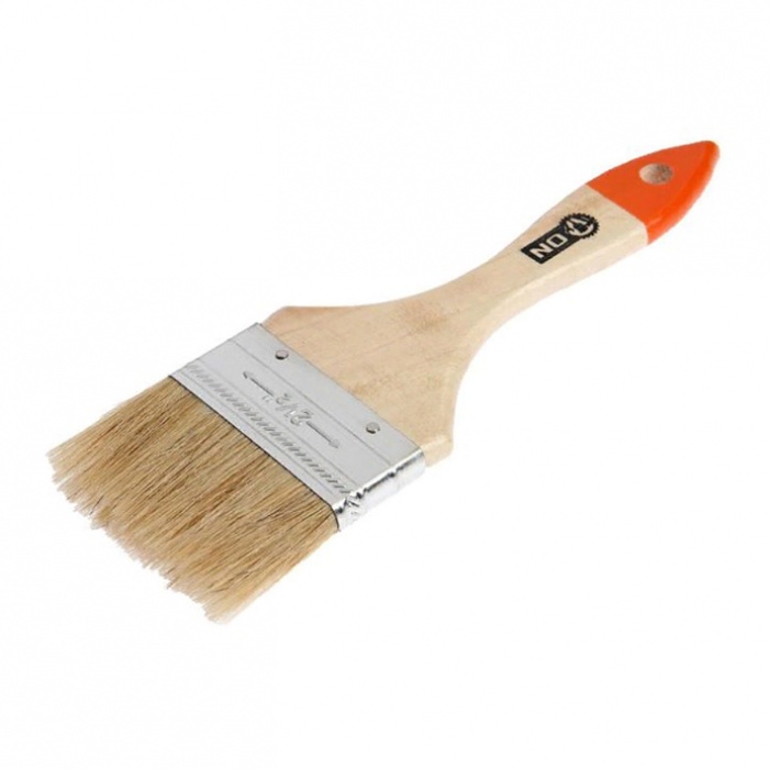 картинка Кисть малярная плоская 7,6см натуральная щетина 3/12 магазин Одежда+ являющийся официальным дистрибьютором в России 