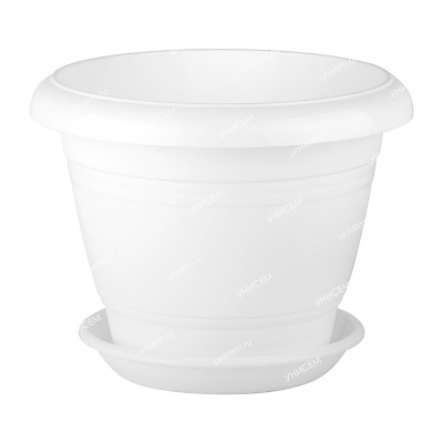 картинка Кашпо Фестона 22 3,3л с/п белый (Техпласт) магазин Одежда+ являющийся официальным дистрибьютором в России 