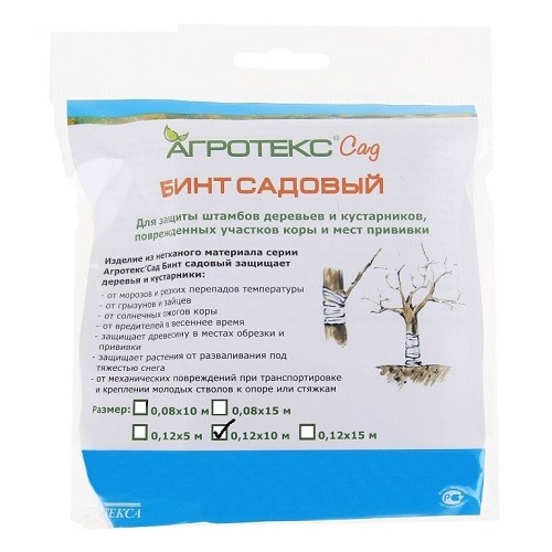 картинка Бинт Садовый 0,12*10м (Агротекс) 5/80 магазин Одежда+ являющийся официальным дистрибьютором в России 