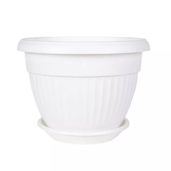 картинка Кашпо Флора 20 с/п 2,6л белый (Техпласт) магазин Одежда+ являющийся официальным дистрибьютором в России 