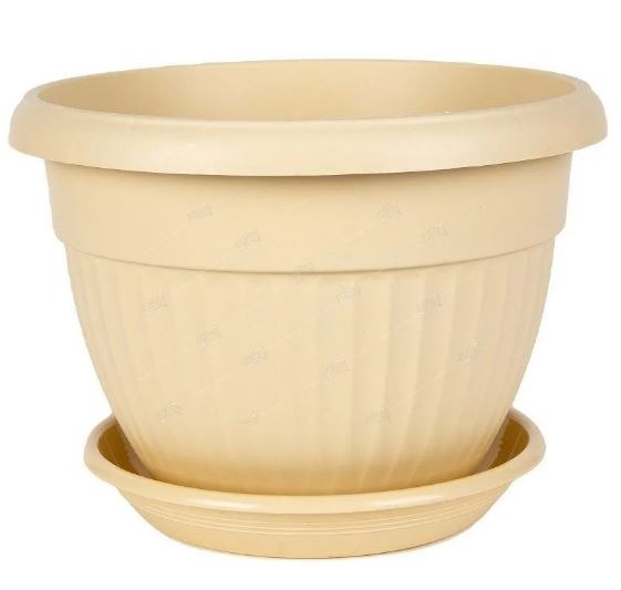 картинка Кашпо Флора 20 с/п 2,6л бежевый (Техпласт) магазин Одежда+ являющийся официальным дистрибьютором в России 
