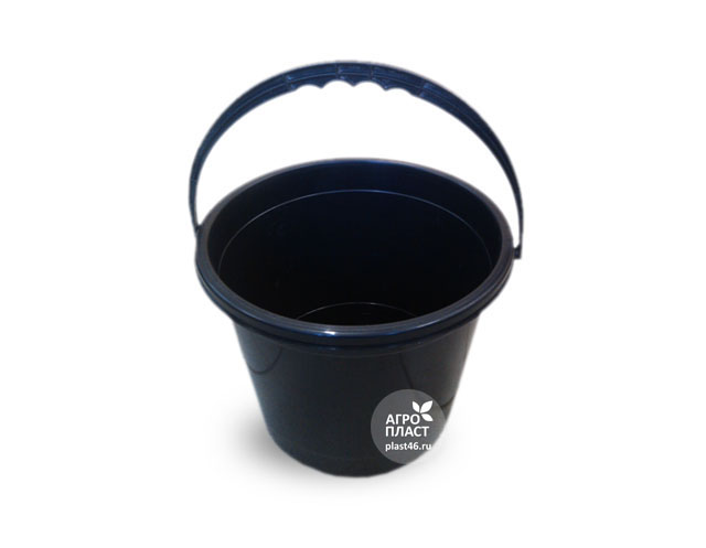 картинка Ведро 12л Волга черное с мерной шкалой Б00169 (АгроП) магазин Одежда+ являющийся официальным дистрибьютором в России 