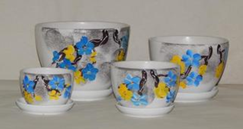 картинка Горшок керамич Сакура синяя 0,75л (Белорусия) магазин Одежда+ являющийся официальным дистрибьютором в России 