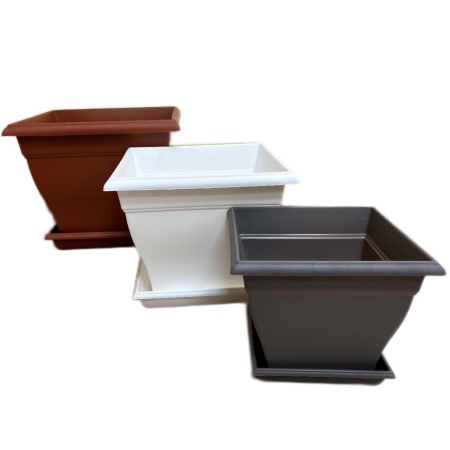 картинка Кашпо Джуно 25л квадратный в ассорт.(АгроП) магазин Одежда+ являющийся официальным дистрибьютором в России 