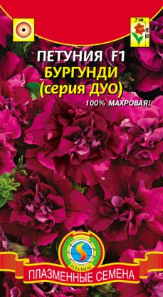 картинка Петуния Дуо Бургунди F1 махровая 10шт ц/п (ПлазмаС) магазин Одежда+ являющийся официальным дистрибьютором в России 