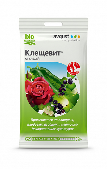 картинка Клещевит 4мл (Август) 10/200 от клещей на растениях магазин Одежда+ являющийся официальным дистрибьютором в России 