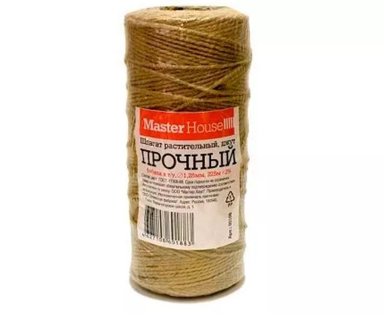 картинка Шпагат джутовый 200м "Прочный" 1,25мм 196г 60330 Master House магазин Одежда+ являющийся официальным дистрибьютором в России 