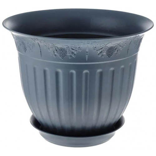 картинка Кашпо Виноград 29 с/п 6л антрацит (Техпласт) магазин Одежда+ являющийся официальным дистрибьютором в России 