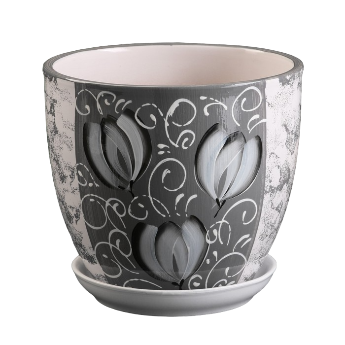 картинка Горшок керамич Крокусы 1,65л (Беларусь)  магазин Одежда+ являющийся официальным дистрибьютором в России 