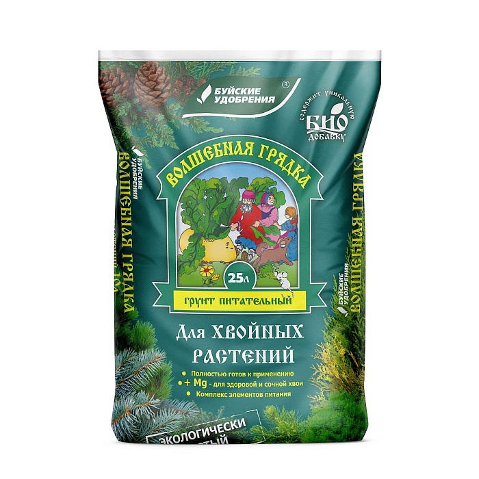 картинка Грунт Волшебная грядка Хвойные растения 25л (БХЗ) 5/60 магазин Одежда+ являющийся официальным дистрибьютором в России 