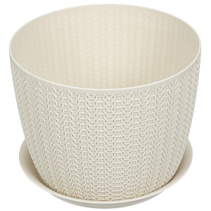 Кашпо Вязание 21 с/п 4,5л белый ротанг М3122 (М Пласт)