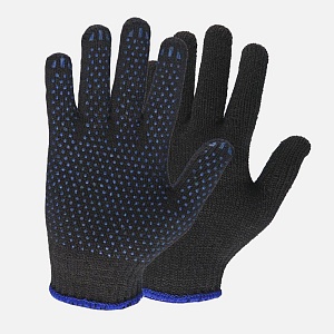 Перчатки трикотажные 6-нитей с ПВХ Точка 7,5кл Черные П/Ш (ТекстКонтракт) 10/200