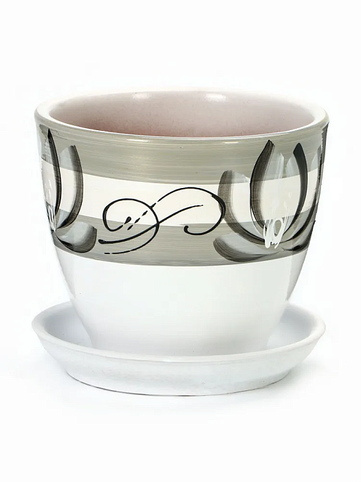 картинка Горшок керамич Лотос белый 0,75л (Беларусь) магазин Одежда+ являющийся официальным дистрибьютором в России 