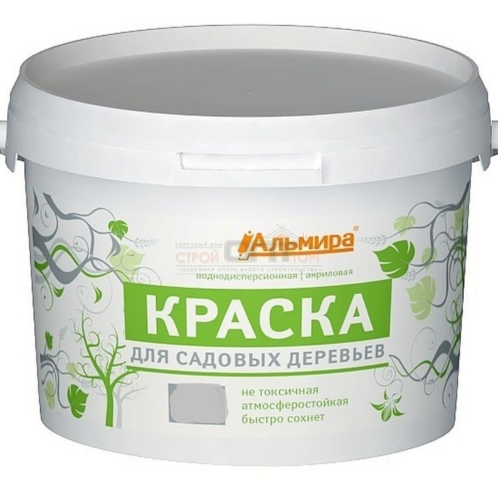 картинка Краска (побелка) д/садовых деревьев акриловая 3кг (Стройком/Альмира) 4/8 магазин Одежда+ являющийся официальным дистрибьютором в России 
