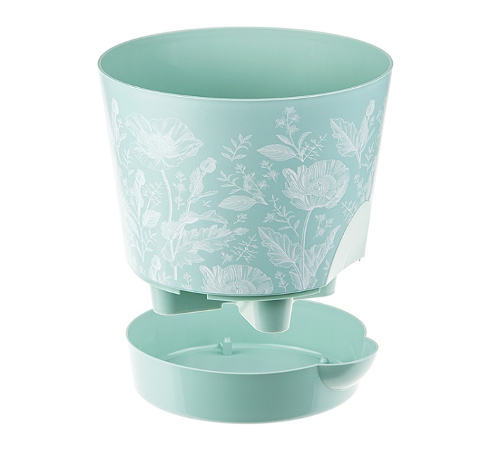 картинка Кашпо Ника 15 с/п 1,6л Маки М3077 (М пласт)  магазин Одежда+ являющийся официальным дистрибьютором в России 