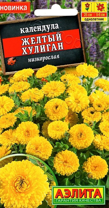 картинка Календула Желтый хулиган 0,3г ц/п (Аэлита) магазин Одежда+ являющийся официальным дистрибьютором в России 