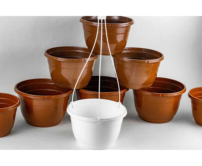 картинка Кашпо подвесное формовка 3,5л коричневый без подвеса (Амина) 2/100 магазин Одежда+ являющийся официальным дистрибьютором в России 