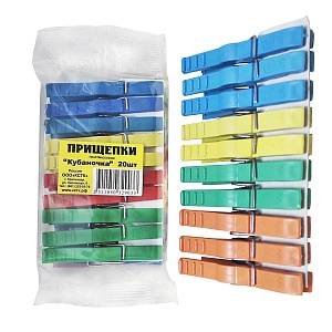 Прищепки хоз. Кубаночка пластик (набор 20шт) КР3360 (АгроП)