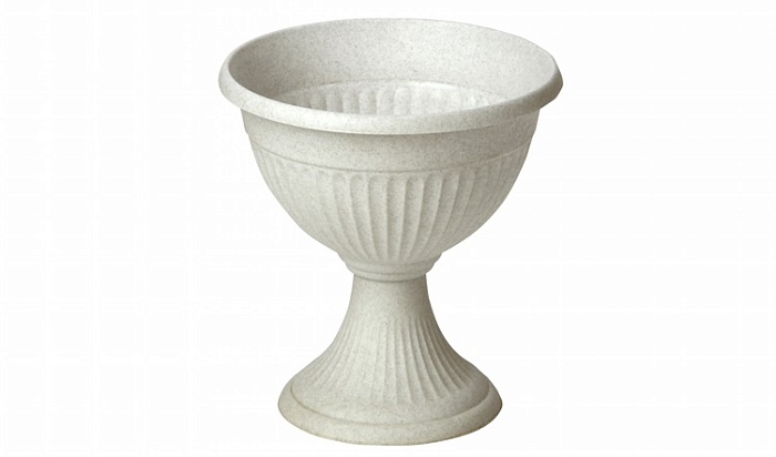 картинка Кашпо Ливия 37 мрамор низкий с ножкой М3207 (М пласт)  магазин Одежда+ являющийся официальным дистрибьютором в России 