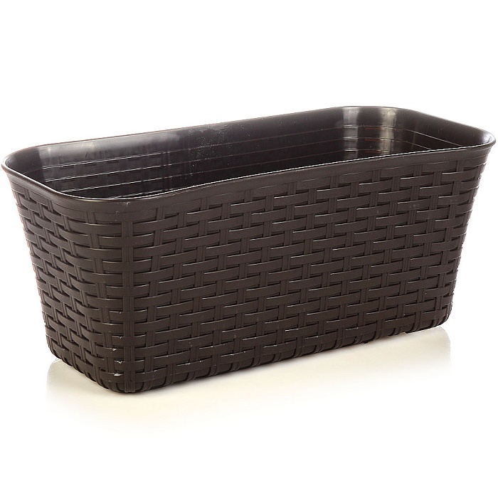 картинка Ящик балконный Ротанг с/п 40 коричневый (М пласт) М3225 магазин Одежда+ являющийся официальным дистрибьютором в России 