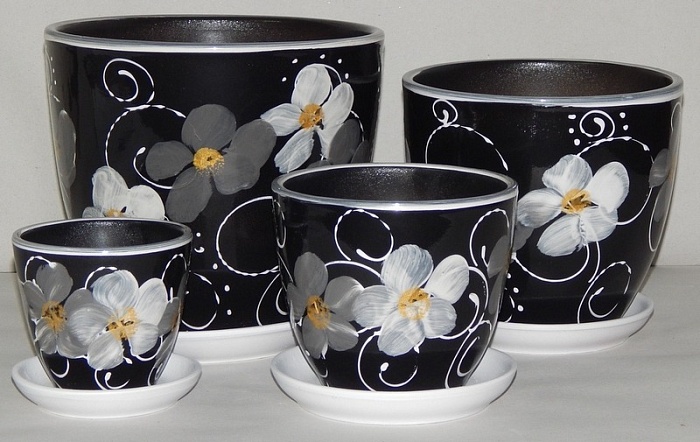 картинка Горшок керамич Ночная фиалка 0,35л (Беларусь) магазин Одежда+ являющийся официальным дистрибьютором в России 