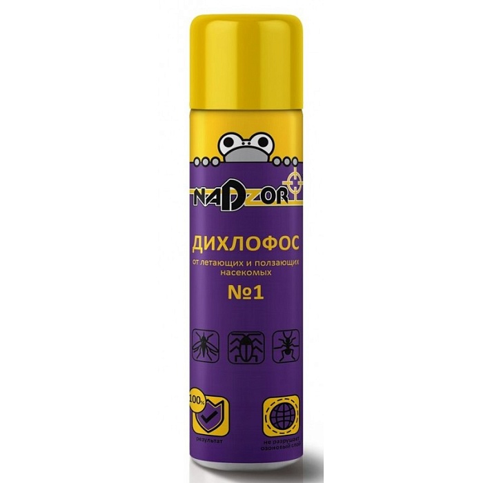 картинка Дихлофос (аэрозоль) от клопов и блох 200мл (NADZOR) 6/24 магазин Одежда+ являющийся официальным дистрибьютором в России 