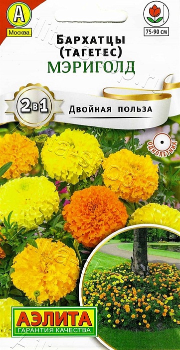 картинка Бархатцы Мэриголд 0,1г ц/п *(Аэлита)  магазин Одежда+ являющийся официальным дистрибьютором в России 