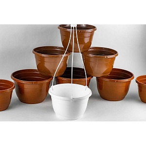 Кашпо подвесное твердое 2,5л белый без подвеса (Амина) 2/100