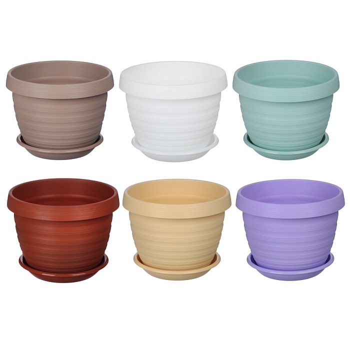 картинка Кашпо Толедо 17 2л с/п крем (Техпласт) магазин Одежда+ являющийся официальным дистрибьютором в России 