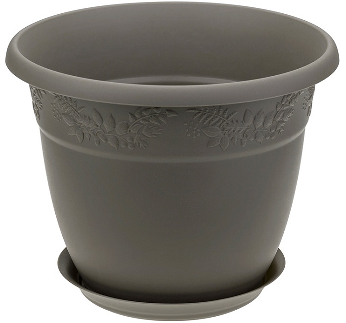 картинка Кашпо Рябина 40 с/п французский серый 22л М3060 (М пласт)  магазин Одежда+ являющийся официальным дистрибьютором в России 