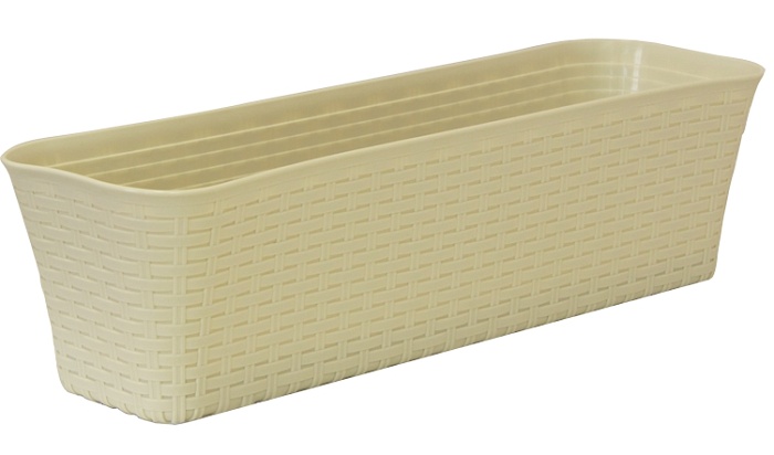 картинка Ящик балконный Ротанг с/п 60 бежевый (М пласт) М3226 магазин Одежда+ являющийся официальным дистрибьютором в России 