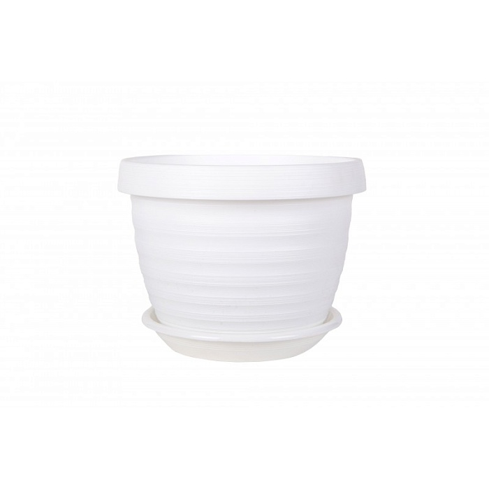картинка Кашпо Толедо 24 4,5л с/п белый (Техпласт) магазин Одежда+ являющийся официальным дистрибьютором в России 