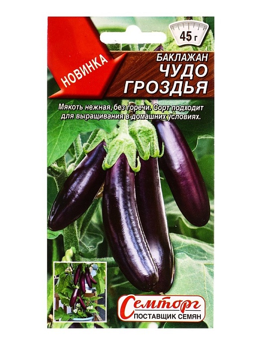 картинка Баклажан Чудо гроздья 10шт ц/п (Семторг) магазин Одежда+ являющийся официальным дистрибьютором в России 