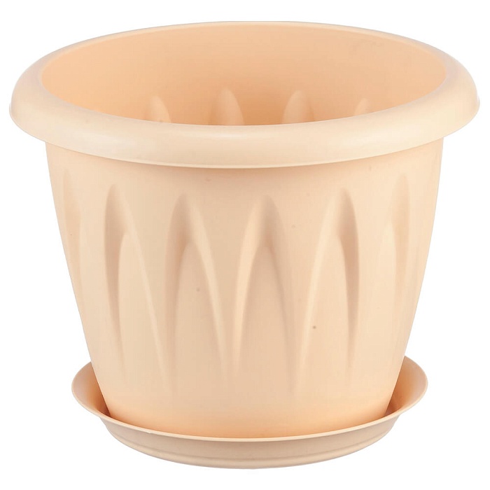 картинка Кашпо Алиция 20 с/п белая глина 2,6л (М пласт)  магазин Одежда+ являющийся официальным дистрибьютором в России 