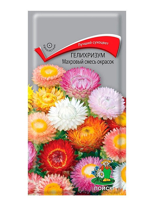 картинка Гелихризум Махровый, смесь окрасок 0,25г ц/п (Поиск) магазин Одежда+ являющийся официальным дистрибьютором в России 