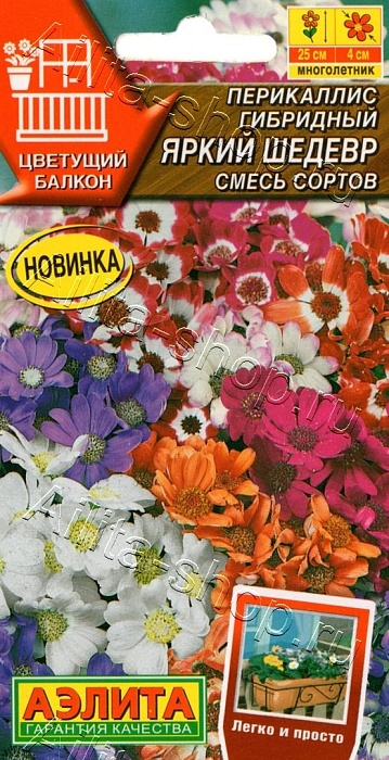 картинка Перикаллис Яркий шедевр, смесь сортов 30шт ц/п (Аэлита)  магазин Одежда+ являющийся официальным дистрибьютором в России 
