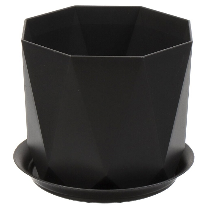 картинка Кашпо Призма 13 с/п 1л графит М3137 (М пласт) магазин Одежда+ являющийся официальным дистрибьютором в России 