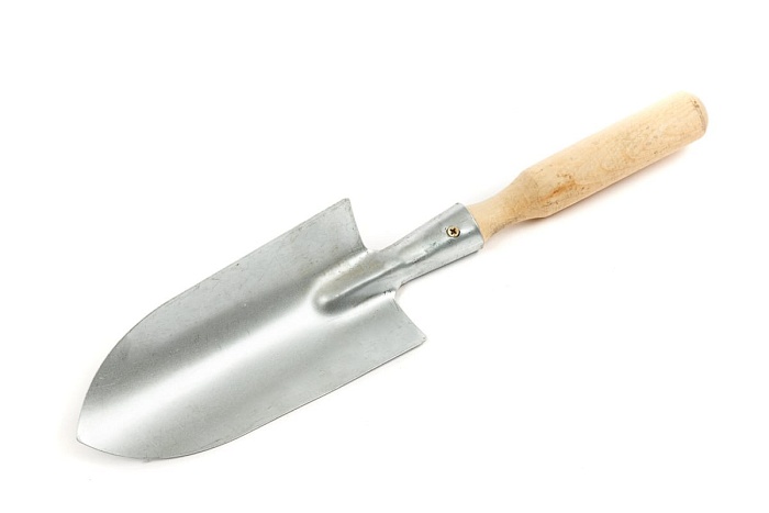 картинка Совок посадочный большой нержав.сталь 0,8мм с дерев.ручкой 2/25 магазин Одежда+ являющийся официальным дистрибьютором в России 