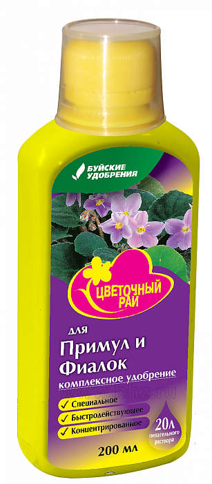 картинка Цветочный рай Для Фиалок и Примул 200мл (БХЗ) 6/12 магазин Одежда+ являющийся официальным дистрибьютором в России 