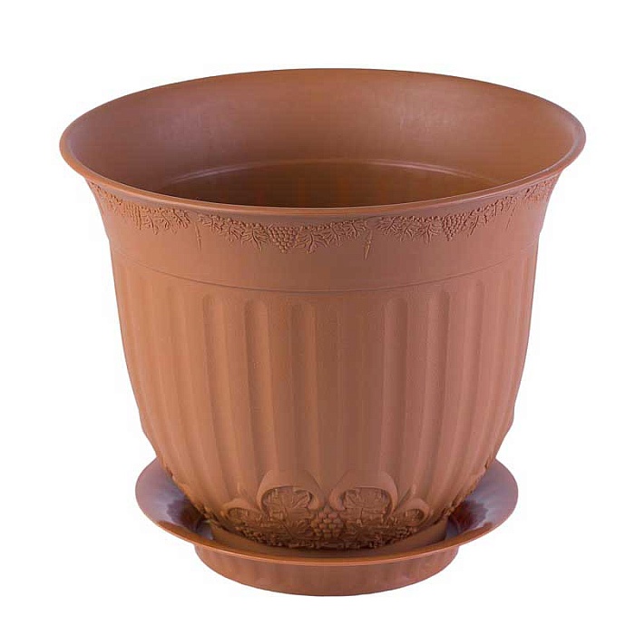 картинка Кашпо Европа 0,7л с/п терракот (М пласт) магазин Одежда+ являющийся официальным дистрибьютором в России 