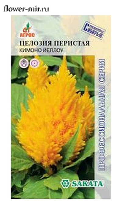 картинка Целозия перистая Кимоно Йуллоу 15шт ц/п (Агрос) 15см магазин Одежда+ являющийся официальным дистрибьютором в России 