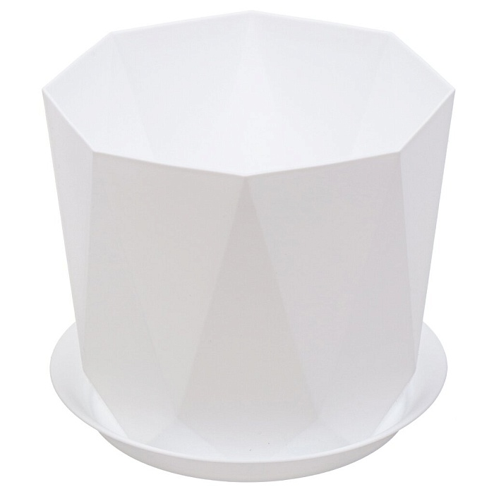 картинка Кашпо Призма 17,5 с/п 2,6л белый М3138 (М пласт) магазин Одежда+ являющийся официальным дистрибьютором в России 