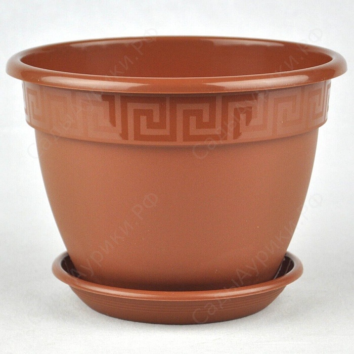 картинка Кашпо Антик 19 терракот 2,6л (Техпласт) магазин Одежда+ являющийся официальным дистрибьютором в России 