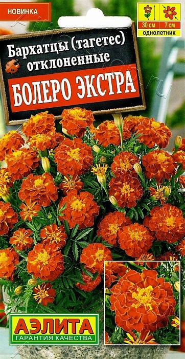 картинка Бархатцы Болеро Экстра 0,3г ц/п (Аэлита) магазин Одежда+ являющийся официальным дистрибьютором в России 